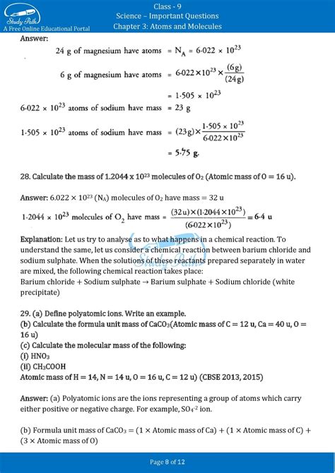 atoms and molecules class 9 extra questions study path