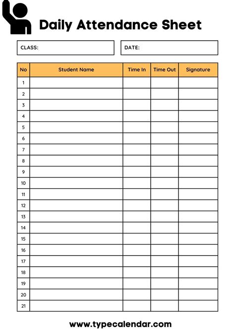 attendance sheet example pdf