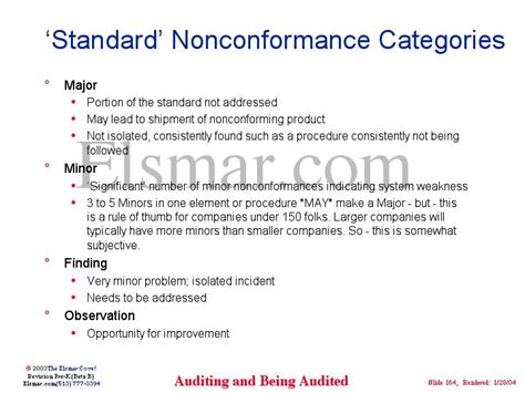 audit non conformance categories