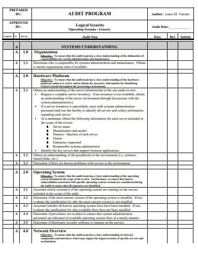 audit program example format