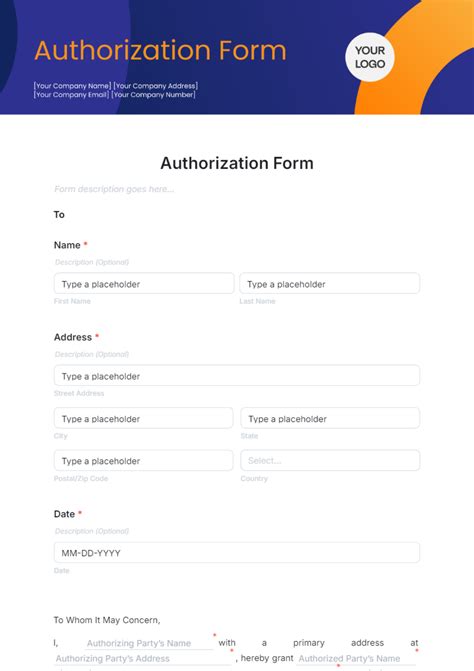 authorisation form template word