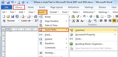 auto text in ms word 2013
