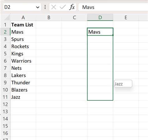 autofill names in excel