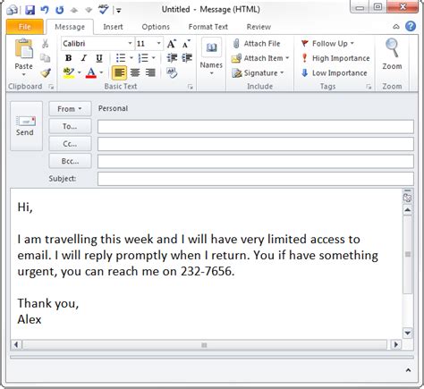 automatic email response examples