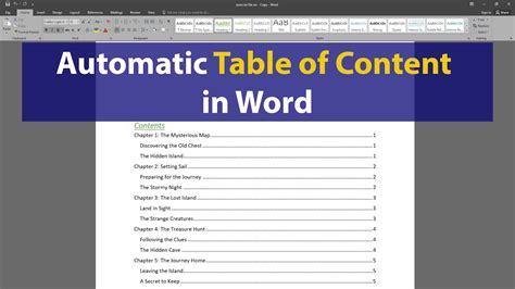 automatic table of contents word not working