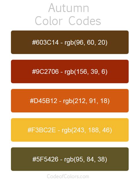 autumn colors hex code