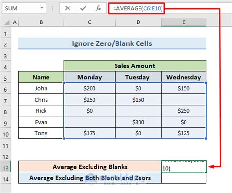 average formula in excel excluding blanks