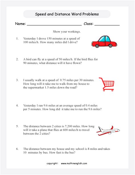 average speed problems worksheet with answers