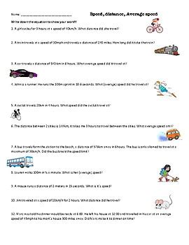 average speed problems worksheet with answers pdf
