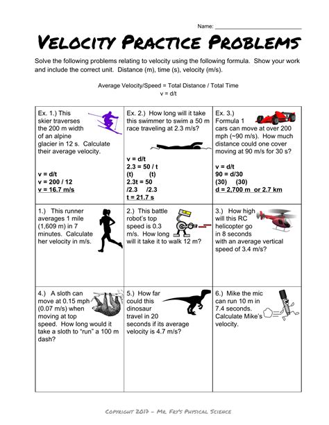 average velocity problems worksheet with answers pdf physics