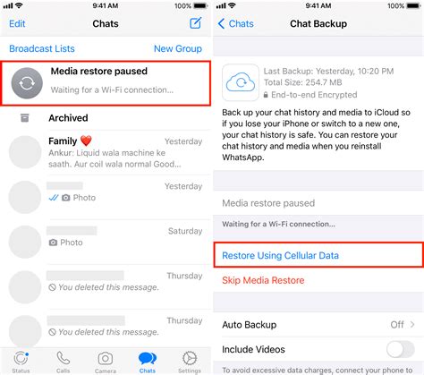 backup whatsapp with cellular data on iphone