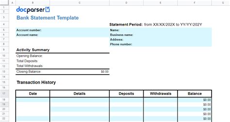 bank statement to excel format