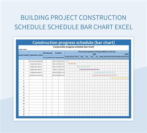 bar chart construction schedule excel