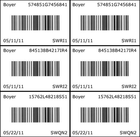 bar code label size