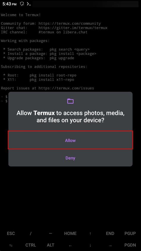bash termux setup storage command not found
