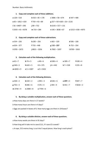 basic arithmetic questions with answers pdf download