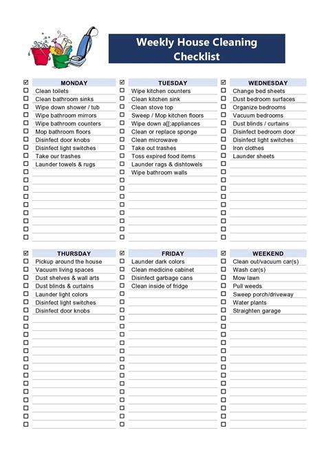 basic cleaning checklist template