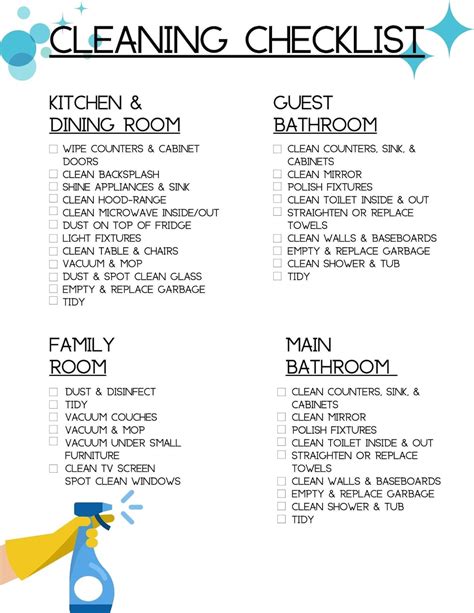 basic cleaning list
