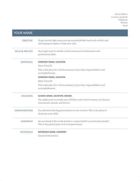 basic cv template uk word