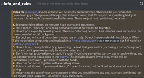 basic discord channel rules