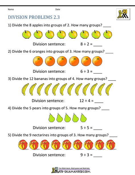 basic division examples for grade 2