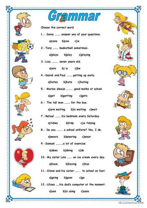 basic english grammar exercises with answers