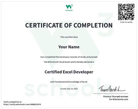 basic excel course with certificate