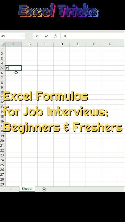 basic excel formulas for interview for freshers