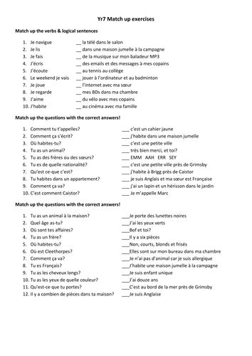 basic french exam questions and answers