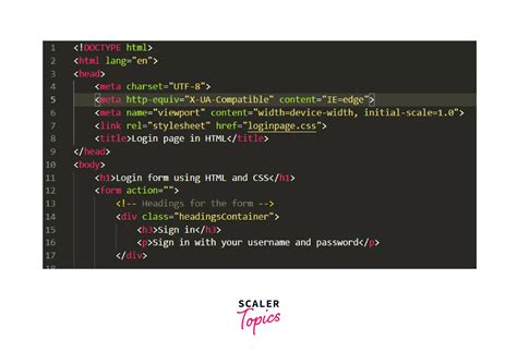 basic html login page code