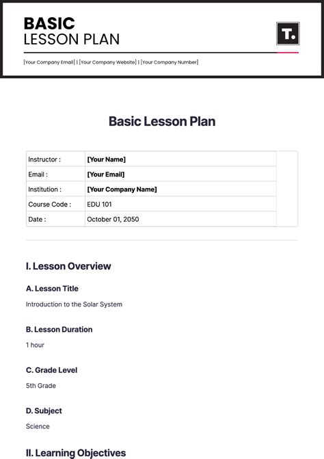 basic lesson plan template pdf