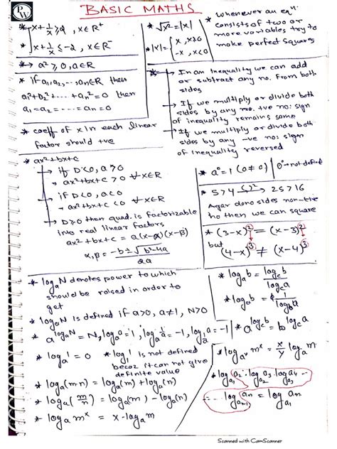 basic mathematics short notes jee