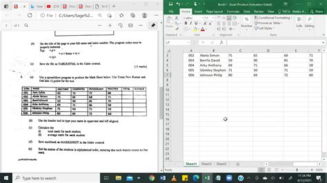 basic ms excel questions