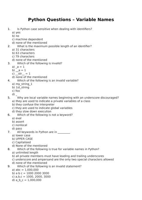 basic questions in python