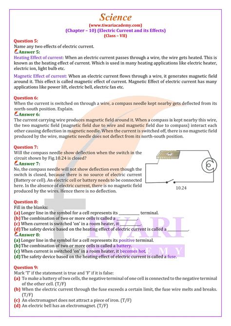 basic science class 7 chapter 10 question answer