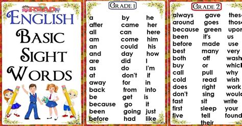 basic words in english for grade 1