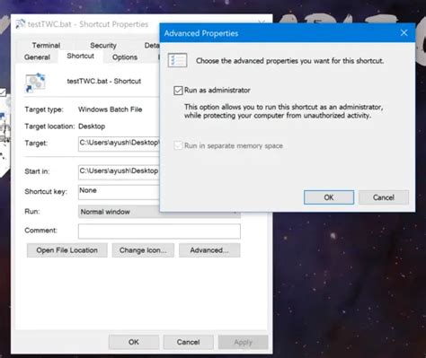 batch file run as administrator automatically