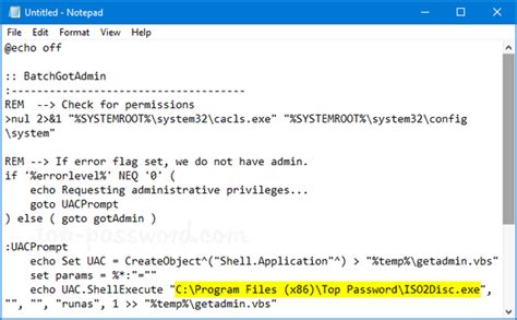 batch script run as administrator command