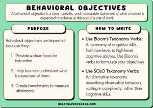 behavioral objectives examples for students