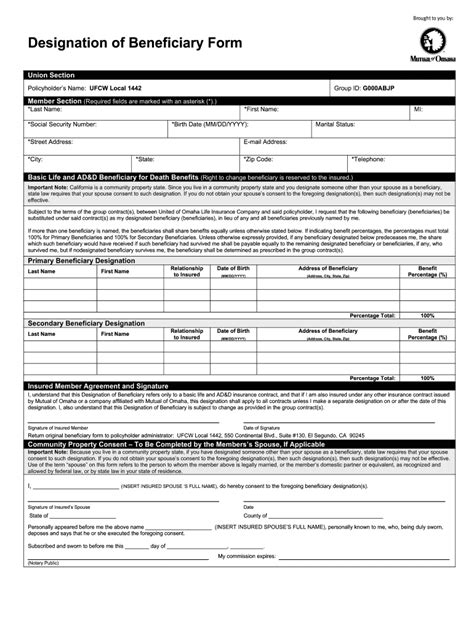 beneficiary form meaning