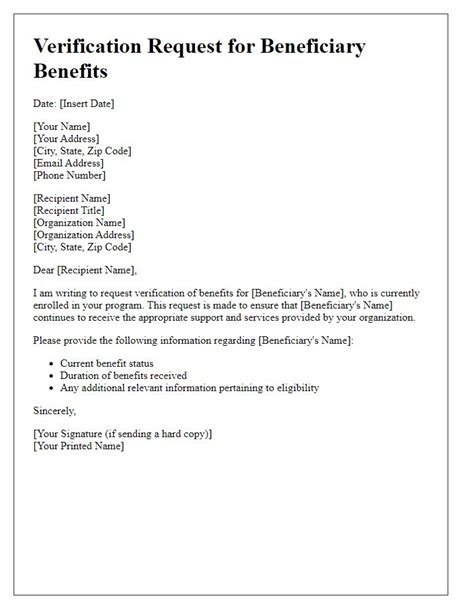 Benefit Verification Letter Template
