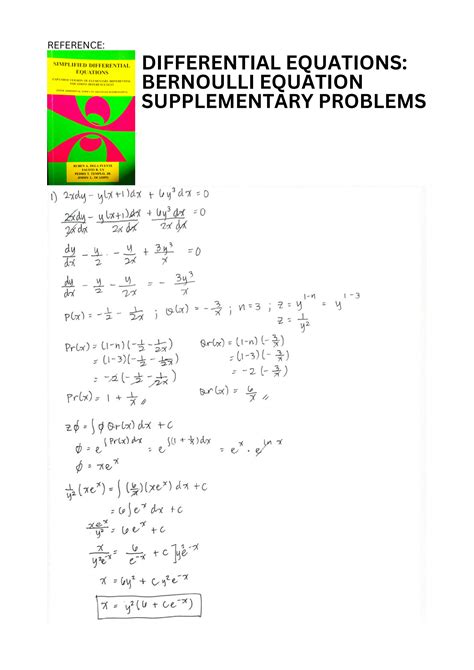bernoulli's differential equation problems with solutions