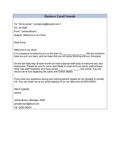 best work email examples