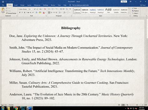 bibliography example website in research