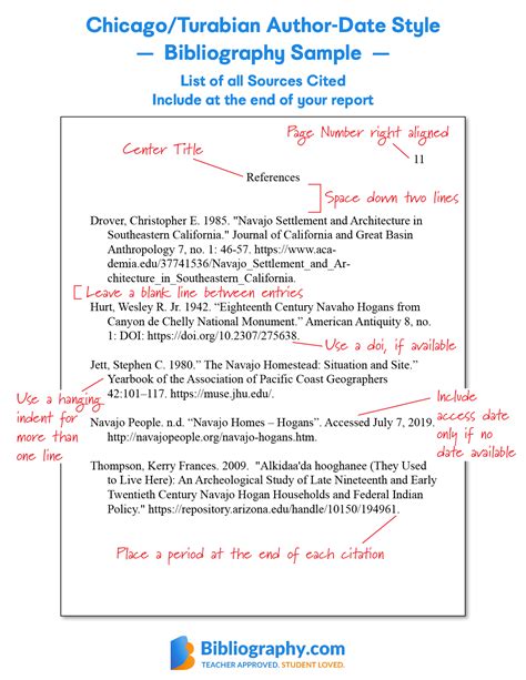 bibliography format example in research