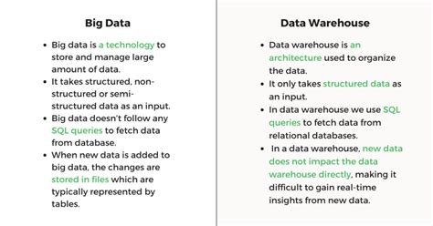 big data vs data warehouse