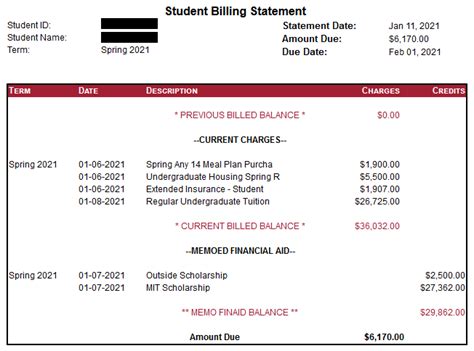 bill examples for students
