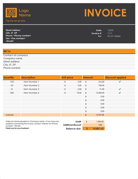 bill format example