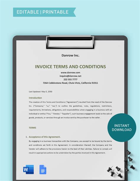 billing terms and conditions example