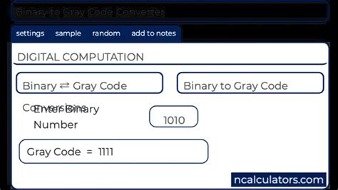 binary to gray code converter calculator